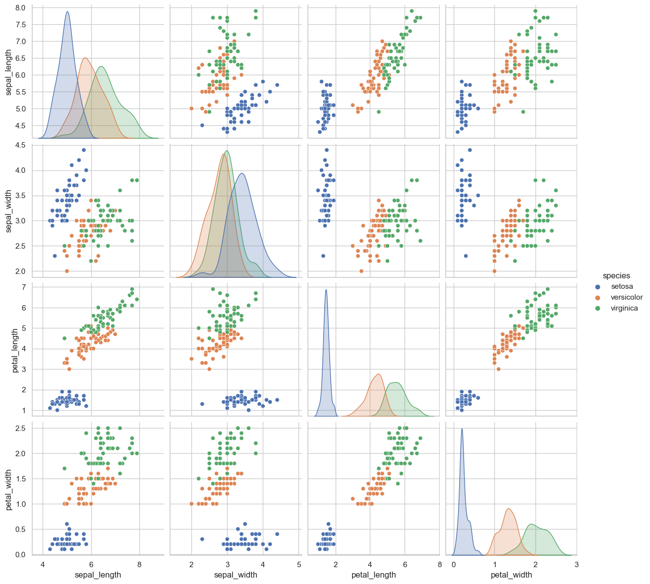 Iris pairplot by species